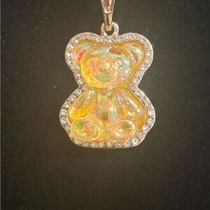 Yellow Crystal Bear Pendant Necklace
